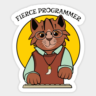 Fierce Programmer Cat Sticker